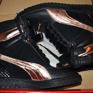 Black/Rose Gold PUMA Sky Wedge Sneaker